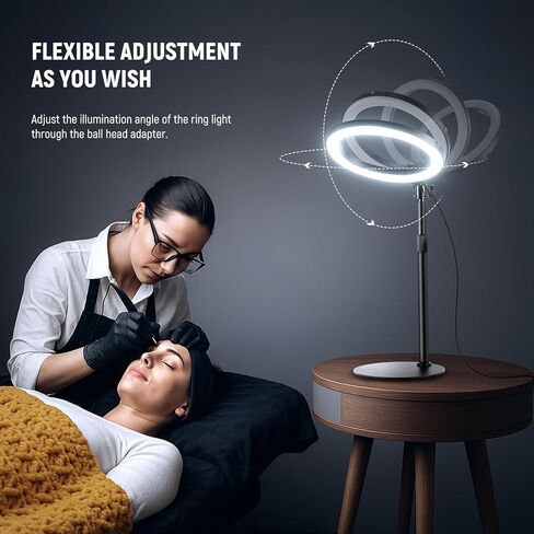 Neewer 10 "20W LED LED Light مع حامل هاتف حامل المكتب لجهاز الكمبيوتر المحمول iPhone ، BI Color 2900K-7000K ، USB C PD INPUT ، CRI97+ 1660LX/0.5M ، Makeie Makeup Tiktok Recording Conference Lighting ، RH10B in Kuwait