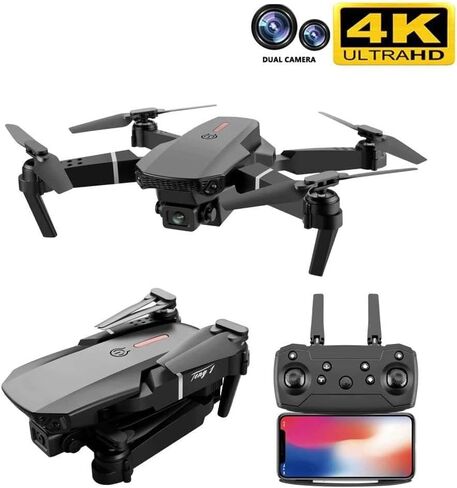 E88 Drone w/HD Dual Camera for Beginners Simple Foldable RC Quadcopter With Real-Time Video and Rechargable Battery in Saudi Arabia