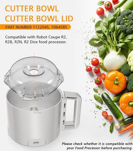 112204S Cutter Bowl & 106458S Cutter Bowl Lid Compatible with Robot Coupe R2, R2B, R2N, R2 Dice Food Processor, 3 Quart Bowl, Gray in Saudi Arabia