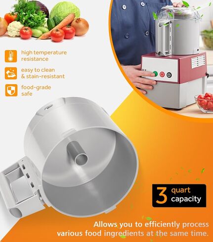 112204S Cutter Bowl & 106458S Cutter Bowl Lid Compatible with Robot Coupe R2, R2B, R2N, R2 Dice Food Processor, 3 Quart Bowl, Gray in Saudi Arabia