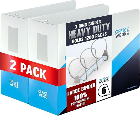 Performore 6 inch Heavy Duty Binder Solid Poly Binder with Spine Label Holder for 8.5" x 11" Paper, and Premium Locking Angle D-Rings, Non-Customizable Cover, 1 Pack in Saudi Arabia