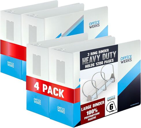 Performore 6 inch Heavy Duty Binder Solid Poly Binder with Spine Label Holder for 8.5" x 11" Paper, and Premium Locking Angle D-Rings, Non-Customizable Cover, 1 Pack in Saudi Arabia