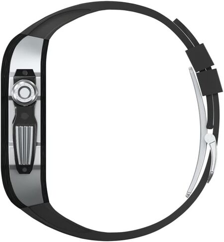 Fluororubber Watch Band و Carbon Fiber Case Kit ， لـ Apple Watch 8/7/6/5/4 ترقية سلسلة الاستبدال الفاخرة الحافة ， علبة ألياف الكربون بالكامل لـ IWatch 45/44mm in Kuwait