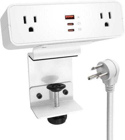 شريط الطاقة المكتبي شريط USB C 65W ، حافة سطح المكتب Mount Station 3 PD PROTT 2 OTLETS 6FT تمديد ملحق سلك المسطح Flat Plug Fit Max 3.26 '' Tabletop Edge لجدول Office للألعاب. in Kuwait