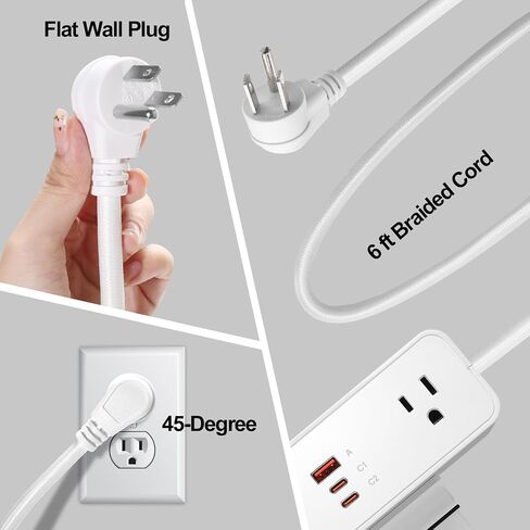 شريط الطاقة المكتبي شريط USB C 65W ، حافة سطح المكتب Mount Station 3 PD PROTT 2 OTLETS 6FT تمديد ملحق سلك المسطح Flat Plug Fit Max 3.26 '' Tabletop Edge لجدول Office للألعاب. in Kuwait