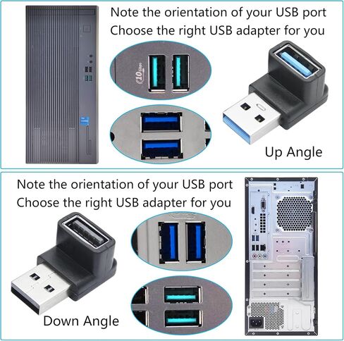 2pcs الزاوية اليمنى USB 3.2 من الذكور إلى محول الإناث 10 جيجابت في الثانية ، 90 درجة USB النوع A 3.1 موصل موصل نقل البيانات 3A الشحن السريع ، للكمبيوتر ، الكمبيوتر المحمول ، الماوس ، لوحة المفاتيح ، (زاوية أسفل) in Kuwait
