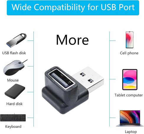 2pcs الزاوية اليمنى USB 3.2 من الذكور إلى محول الإناث 10 جيجابت في الثانية ، 90 درجة USB النوع A 3.1 موصل موصل نقل البيانات 3A الشحن السريع ، للكمبيوتر ، الكمبيوتر المحمول ، الماوس ، لوحة المفاتيح ، (زاوية أسفل) in Kuwait