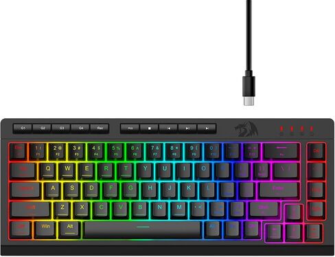 Redragon K519 RGB Gaming Keyboard Wired ، مفاتيح ماكرو إضافية على متن الطائرة ، مفاتيح الوسائط المتعددة المخصصة ، مضادة للضواحي ، RGB الخلفية ، دعم البرمجيات ، 60 ٪ مفاتيح غشاء هادئ محمول ، أسود in Kuwait