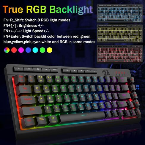 Redragon K519 RGB Gaming Keyboard Wired ، مفاتيح ماكرو إضافية على متن الطائرة ، مفاتيح الوسائط المتعددة المخصصة ، مضادة للضواحي ، RGB الخلفية ، دعم البرمجيات ، 60 ٪ مفاتيح غشاء هادئ محمول ، أسود in Kuwait