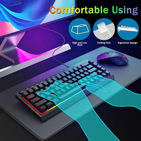 Redragon K519 RGB Gaming Keyboard Wired ، مفاتيح ماكرو إضافية على متن الطائرة ، مفاتيح الوسائط المتعددة المخصصة ، مضادة للضواحي ، RGB الخلفية ، دعم البرمجيات ، 60 ٪ مفاتيح غشاء هادئ محمول ، أسود in Kuwait
