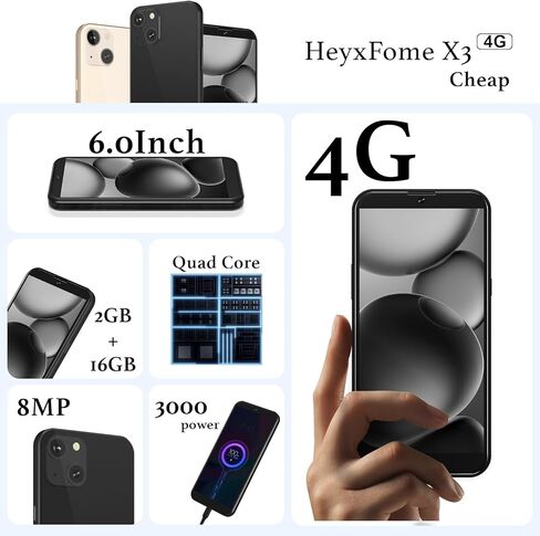 X3A 2025 NEW 4G GSM غير مؤمن بالهواتف الخلوية 6.0 بوصة ، هاتف RAM Android بسعة 2 جيجابايت ، هاتف ذكي بسعة 16 جيجابايت 8 ميجابكسل SIM FACE UNLOCK in Kuwait