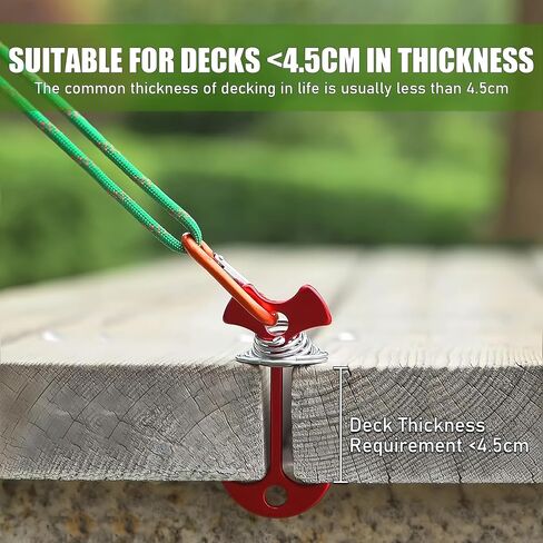 1PC ​​Spring-Loaded Fishbone Tent Peg - Heavy Duty Anchor Nails for Outdoor Tents; Wooden Planks, Windproof Metal Stake with Rope Tensioner, Red in Saudi Arabia
