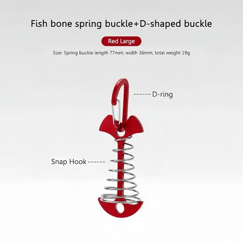 1PC ​​Spring-Loaded Fishbone Tent Peg - Heavy Duty Anchor Nails for Outdoor Tents; Wooden Planks, Windproof Metal Stake with Rope Tensioner, Red in Saudi Arabia