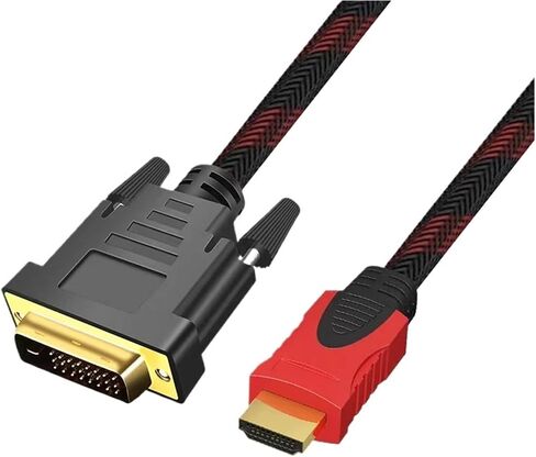 HDMI to DVI Adapter Conversion HD Cable 1.5m 300cm 5m 10m Bidirectional Red Black Network 1080P High-Definition M>oni>tor Video Cable(1.5M) in Saudi Arabia
