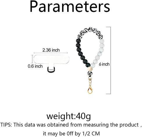 Cell Phone Lanyard Silicone Beaded Phone Wrist Strap Cute Elastic Cell Phone Wristlet Chain Bracelet with Most Smartphones Europe Vacation Essentials(Black) in Saudi Arabia
