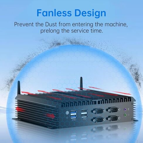 MSECORE Industrial PC ، كمبيوتر صغير بدون مروحة مع CORE I7-1165G7 ، 32G RAM 1T SSD ، DUAL NIC 2.5G LAN ، 6*COM RS232 ، ودعم Wake on LAN/AUTO ON ، WI-FI 6 ، 1*HDMI 1*VGA ، Windows 11 Pro in Kuwait