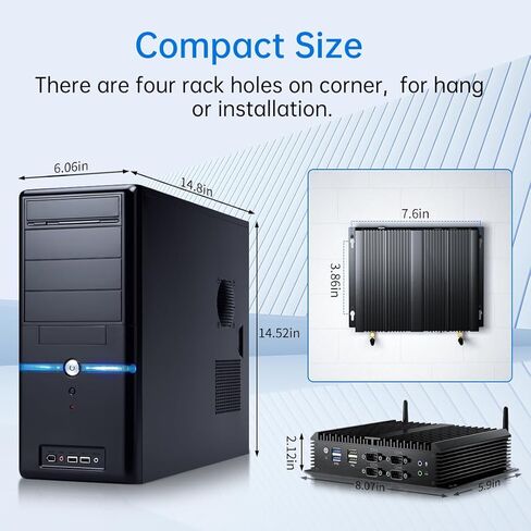 MSECORE Industrial PC ، كمبيوتر صغير بدون مروحة مع CORE I7-1165G7 ، 32G RAM 1T SSD ، DUAL NIC 2.5G LAN ، 6*COM RS232 ، ودعم Wake on LAN/AUTO ON ، WI-FI 6 ، 1*HDMI 1*VGA ، Windows 11 Pro in Kuwait
