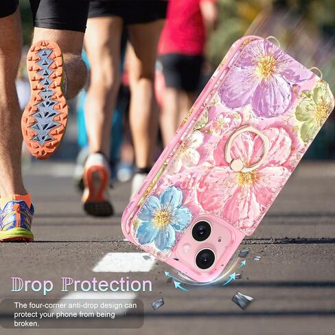 Crossbody Wallet Case for iPhone 16 with Card Holder, Cute 3D Oil Painting Floral Butterfly Pattern Crossbody Case with [Screen Protector+Camera Lens Protector] Ring Stand&Lanyard Cover,White in Saudi Arabia