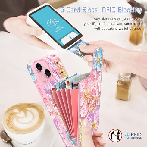 Crossbody Wallet Case for iPhone 16 with Card Holder, Cute 3D Oil Painting Floral Butterfly Pattern Crossbody Case with [Screen Protector+Camera Lens Protector] Ring Stand&Lanyard Cover,White in Saudi Arabia