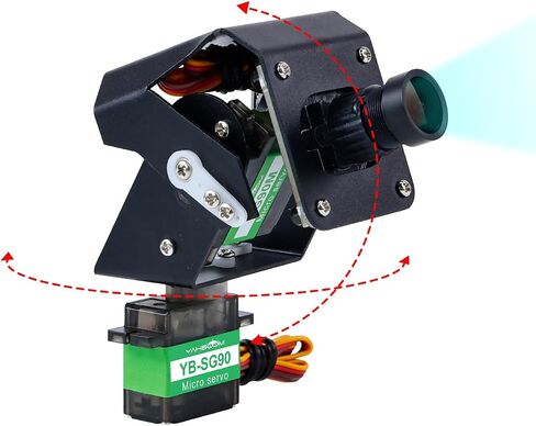 Yahboom Digital Servo 2DOF متعدد الزوايا التوجيه Gimbal كهربائي درجتين من الحرية كاميرا PTZ مع ضوء LED لسيارة روبوت DIY (2DOF Basic Ver) in Kuwait