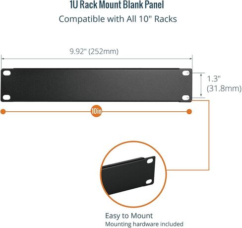 Tecmojo 2 Pack 1U Blank Rack Mount Panel, Steel Patch Panel Filler for 10" Server Rack, Network Cabinet, Data Center, Home Labs, Black in Saudi Arabia