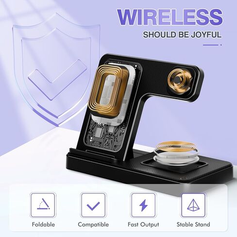 شاحن محطة الشحن اللاسلكية: 3 -in -1 Charger Desk Stand أجهزة متعددة - لأجهزة iPhone 16e 16e 16 15 14 13 12 Pro Max - لـ Apple Watch و Airpods Ultra Series - Bedside Nightstand in Saudi Arabia