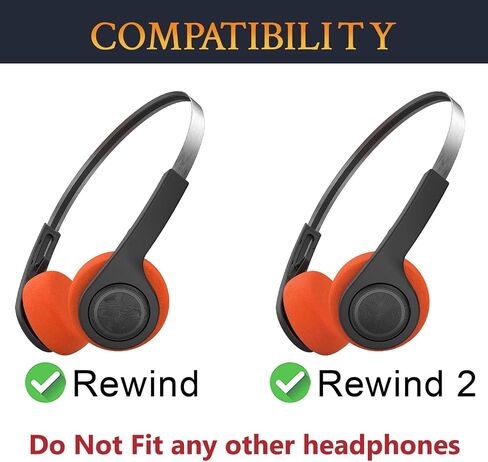 SOULWIT 4Pcs Replacement Earpads for JLab Rewind/Rewind 2 Wireless Retro Headphones, Soft and Durable Sponge Ear Pads Cushions with High-Density Foam - Orange in Saudi Arabia