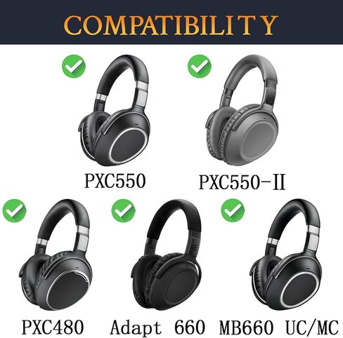 بديل لسماعات الأذن Soulwit لـ Sennheiser PXC480 ، PXC550 ، PXC 550 -II ، MB660 UC ، MB 660 MC ، وسائد أذن لـ EPOs تكييف 660 ، مع جلد البروتين الناعم ، رغوة عزل الضوضاء - الأسود in Saudi Arabia