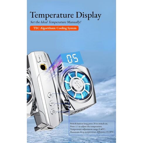 DIYEENI DUAL CORE Semiconductor Cooling Fan ، Low Noise Mobile Phonefor Games Treaming مع إمدادات أرضية قوية in Kuwait