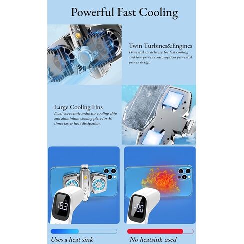 DIYEENI DUAL CORE Semiconductor Cooling Fan ، Low Noise Mobile Phonefor Games Treaming مع إمدادات أرضية قوية in Kuwait