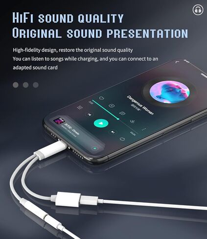 Zoyuzan Lightning إلى محول سماعة رأس 3.5 مم ، شحن سريع ، معتمد من Apple in Kuwait
