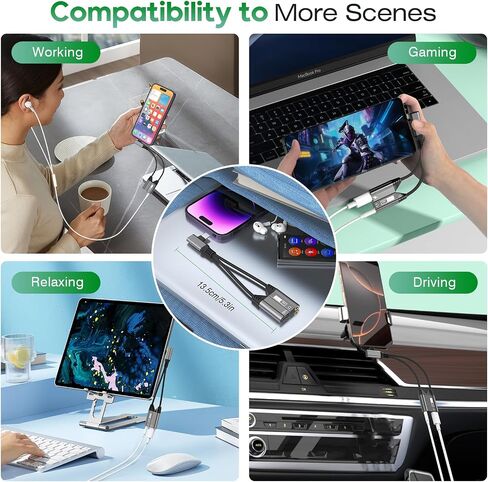 Magnetic 2-in-1 Right Angle USB C to 3.5mm Audio Jack Headphone and Charge Cable Adapter for Type C Devices,PD 60W Fast Charge Earphone Converter Splitter for iPhone 15 16/Samsung/Huawei/iPad Pro Air in Saudi Arabia