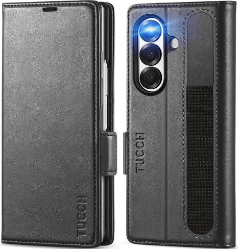 Tucch Wallet Case متوافق مع Galaxy Z loving7 (8.0 ") 2025 أسود ، حظر RFID | 4 حامل بطاقة | Kickstand | Shockproof PC Shell | PU الجلود | الإغلاق المغناطيسي | غطاء الافتراض الواقي in Kuwait