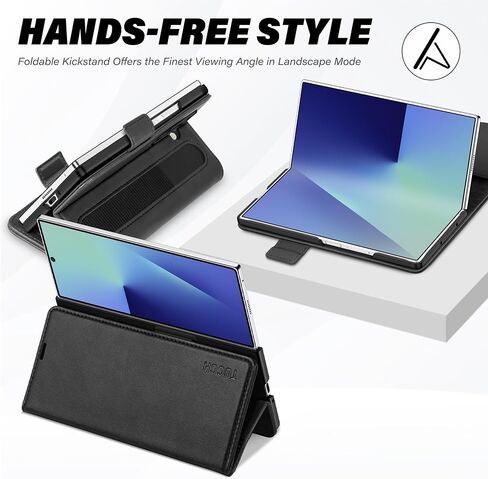 Tucch Wallet Case متوافق مع Galaxy Z loving7 (8.0 ") 2025 أسود ، حظر RFID | 4 حامل بطاقة | Kickstand | Shockproof PC Shell | PU الجلود | الإغلاق المغناطيسي | غطاء الافتراض الواقي in Kuwait