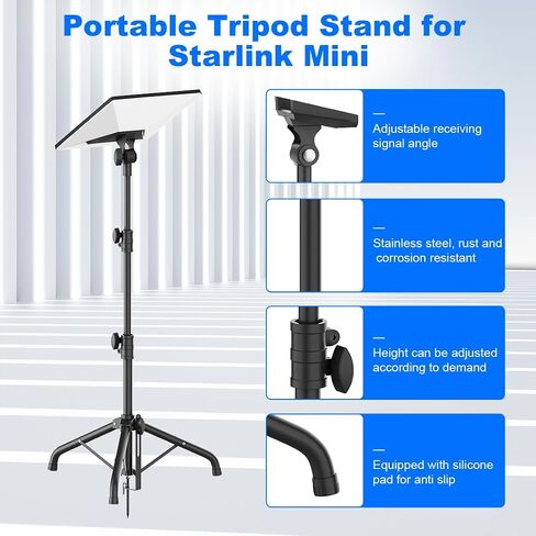Starlink Mini Tripod Mount with Adapter, 270° Tilt Angle Adjustable Starlink Mini Kit, Height Adjustable Starlink Mount, Ground Nail Design, for Outdoor Camping, Travel, Rv (Balck) in Saudi Arabia