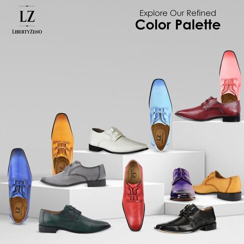 LIBERTYZENO Mens Genuine Leather Classic Tread Design Lace Up Oxford Dress Shoes in Saudi Arabia