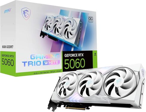 MSI Gaming RTX 5060 8G Gaming Trio OC White Graphics Card (8GB GDDR7 ، TBA-BIT ، الأداء القصير: TBA MHZ ، DisplayPort X3 2.1A ، HDMI 2.1B ، NVIDIA Blackwell Architecture) in Kuwait