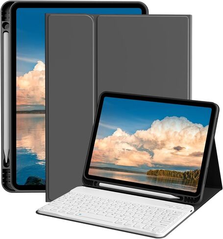 حالة لوحة مفاتيح ذكية جديدة لـ iPad Air 11 بوصة M3 (2025) / M2 (2024) ، iPad Air 5th / 4th Generation 10.9 بوصة - غطاء TPU ناعم مع لوحة مفاتيح Bluetooth قابلة للفصل مغناطيسي ، Sky Blue in Kuwait
