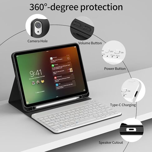 حالة لوحة مفاتيح ذكية جديدة لـ iPad Air 11 بوصة M3 (2025) / M2 (2024) ، iPad Air 5th / 4th Generation 10.9 بوصة - غطاء TPU ناعم مع لوحة مفاتيح Bluetooth قابلة للفصل مغناطيسي ، Sky Blue in Kuwait