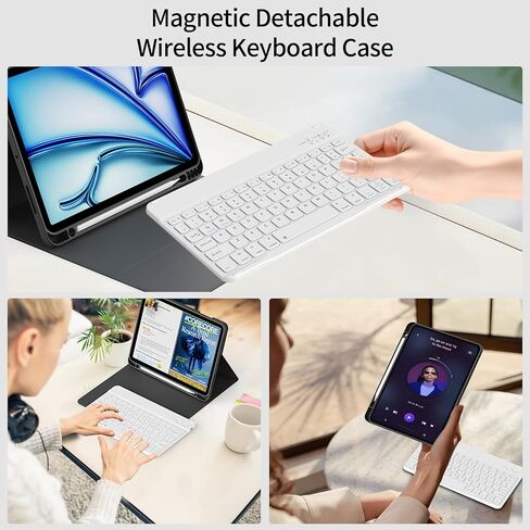 حالة لوحة مفاتيح ذكية جديدة لـ iPad Air 11 بوصة M3 (2025) / M2 (2024) ، iPad Air 5th / 4th Generation 10.9 بوصة - غطاء TPU ناعم مع لوحة مفاتيح Bluetooth قابلة للفصل مغناطيسي ، Sky Blue in Kuwait