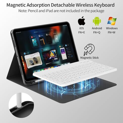 حالة لوحة مفاتيح ذكية جديدة لـ iPad Air 11 بوصة M3 (2025) / M2 (2024) ، iPad Air 5th / 4th Generation 10.9 بوصة - غطاء TPU ناعم مع لوحة مفاتيح Bluetooth قابلة للفصل مغناطيسي ، Sky Blue in Kuwait