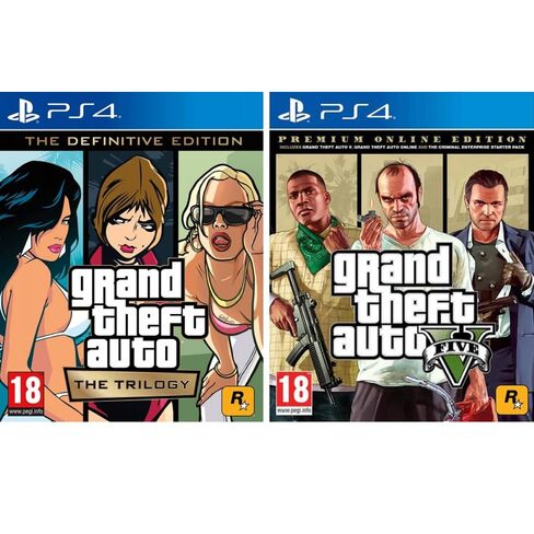 مجموعة ألعاب Grand Theft Auto Complete PS4 4 (GTA 5 + The Trilogy) - حزمة PS4 in Kuwait