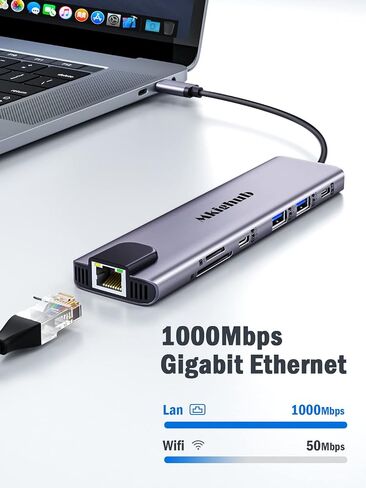 محطة إرساء USB C المحمول ، MKIGHUB 11 في 1 نوع C HUB محول Multiport Dongle W/2 HDMI 4K ، 100W PD ، Gigabit Ethernet ، SD/TF ، 2 USB3.0 ، 2 USB2.0 ، USB C 3.0 DATA ، لـ DELL/SURTH/HP/HP/LENOVO in Saudi Arabia