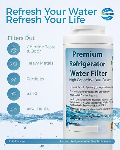 فلتر مياه بديل من EcoBlueLife، متوافق مع Maytag UKF8001، EDR4RXD1، 4396395، Pur Filter 4، Kenmore 46-9005 in Saudi Arabia