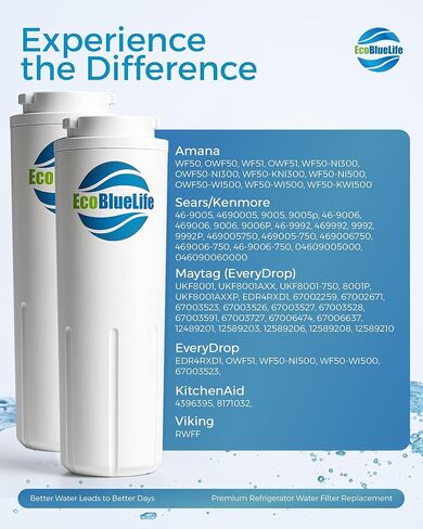 فلتر مياه بديل من EcoBlueLife، متوافق مع Maytag UKF8001، EDR4RXD1، 4396395، Pur Filter 4، Kenmore 46-9005 in Saudi Arabia