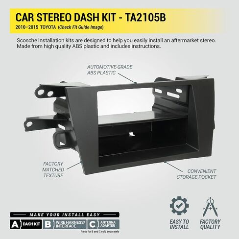 Scosche TA2105B Compatible with 2010-15 Toyota Prius ISO Double DIN & DIN+Pocket Dash Kit Black in Saudi Arabia