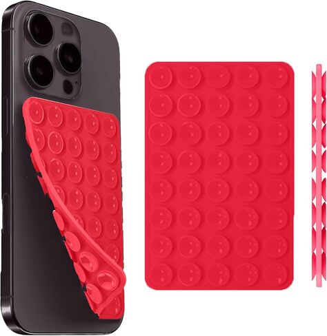 Double Sided Silicone Suction Cup Phone Holder,Non Slip Sticky Grip, Silicon Adhesive Suction Cup Mount, Hands-Free Phone Accessories for Selfies and Videosfor TikTok Influencers（red (Color) ） in Saudi Arabia