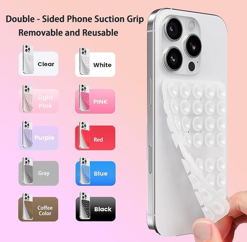 Double Sided Silicone Suction Cup Phone Holder,Non Slip Sticky Grip, Silicon Adhesive Suction Cup Mount, Hands-Free Phone Accessories for Selfies and Videosfor TikTok Influencers（red (Color) ） in Saudi Arabia