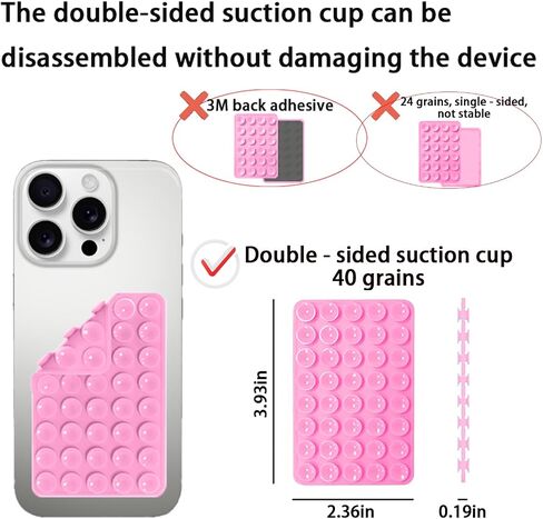 Double Sided Silicone Suction Cup Phone Holder,Non Slip Sticky Grip, Silicon Adhesive Suction Cup Mount, Hands-Free Phone Accessories for Selfies and Videosfor TikTok Influencers（red (Color) ） in Saudi Arabia