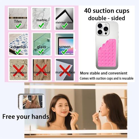 Double Sided Silicone Suction Cup Phone Holder,Non Slip Sticky Grip, Silicon Adhesive Suction Cup Mount, Hands-Free Phone Accessories for Selfies and Videosfor TikTok Influencers（red (Color) ） in Saudi Arabia
